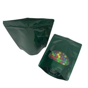 Glossy Green Transparent Window 120 Micron Self Standing Pouches