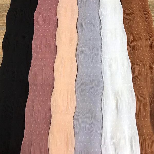 High Quality Polka Dot Polyester Pleated Embossed Fabric Floral Jacquard Chiffon Crinkle Fabric For Garment Suit