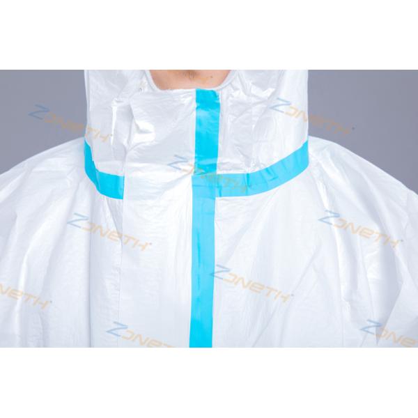 65GSM Disposable Isolation Coverall With Blue Taping