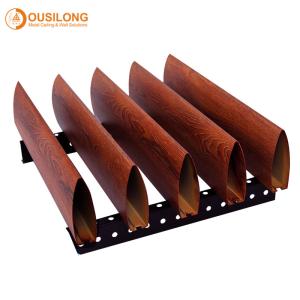 China Commercial Linear Metal Ceiling Suspended Aluminum Wooden Bullet Shaped on sale