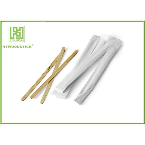 Sterile Healthy Coffee Mixer Stick , Individually Paper Sleeve Wooden Drink Stirrers