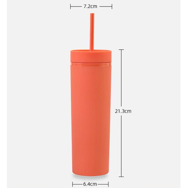 Skinny Tumbler With Lids And Straws 16Oz Matte Deep Red Bulk Reusable Pastel Acrylic Double Wall Plastic Tumbler For Cold Hot Drinks Coffee DIY