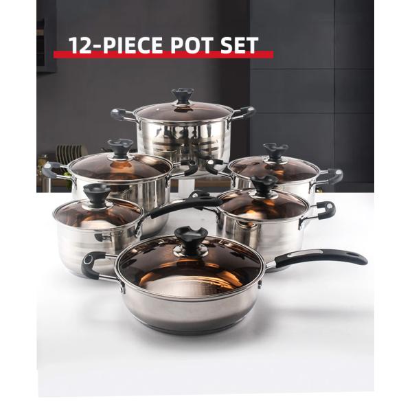 The New Listing 12 PCS Stainless Steel Cooking Set Pots And Pans Cookware Sets Cooking Soup Pots Set