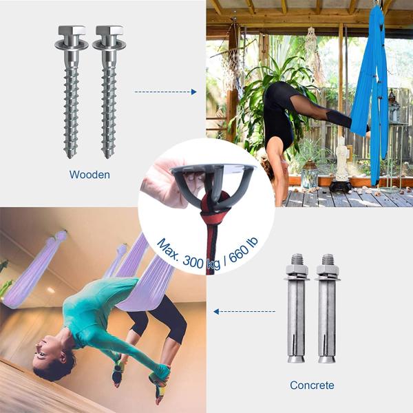 300 kg Load Capacity Carbon Steel Bicycle Wall Anchor for Battle Rope/Resistance Bands