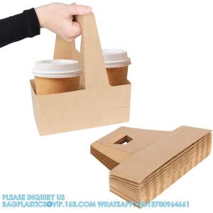 2 Cup Disposable Drink Carrier With Handle (25 Count) - Kraft Paperboard Cup