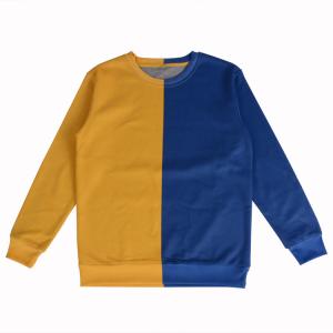 Blue Yellow Plain Crew Neck Sweatshirt