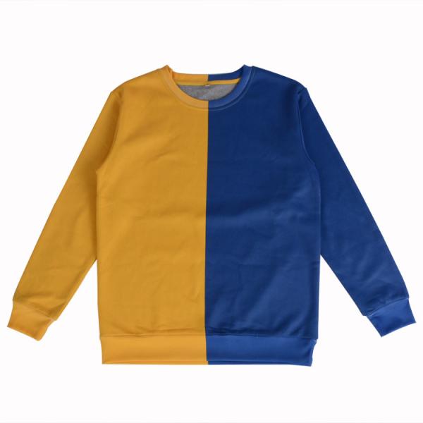 Buy Blue Yellow Plain Crew Neck Sweatshirt at wholesale prices