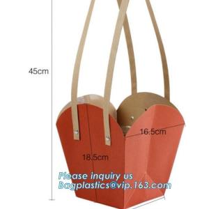 flower carrier bag cheap brown paper flower bag handle bag,Portable Bouquet