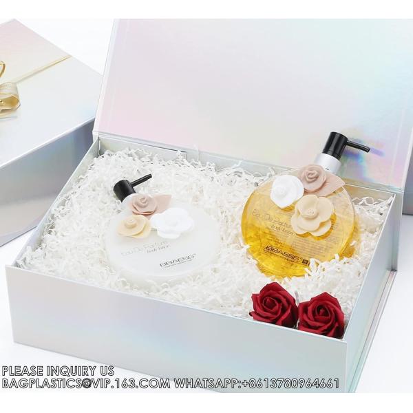 Holographic Silver Gift Boxes, Large Gift Boxes With Lids,Magnetic Closure Gift Boxes Presents, Bridesmaid Proposal
