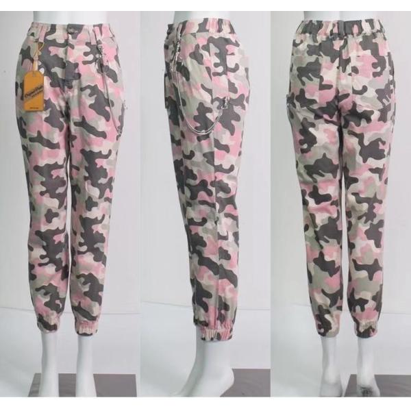 Buy Camo Print Ladies Chino Trousers Elastic Cotton Twill Joggers at wholesale prices