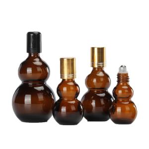 Wholesale 10-100ml Amber Double Gourd Shaped Essential Oil Roller Bottles‌ Eco