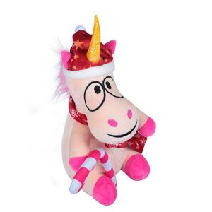 Pink Animated Plush Christmas Toys 100% Polyester Material Weaving Label