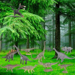 Dinosaur Model Playsets 12 PCS Mini Pachycephalus Stegosaurus Triceratops