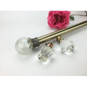 Crystal Round Stainless Steel Curtain Rods Double Ends