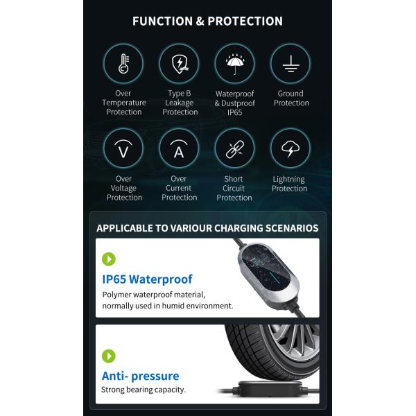 Type 2 Portable EV Charging Pile With Blue CEE 16A 1 Phase Plug