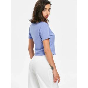 New Fashion Fitness Clothing Women Wrap Ribbed Top