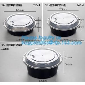 1000ml Black Disposable Biodegradable Bento Food Noodles Container PP Plastic