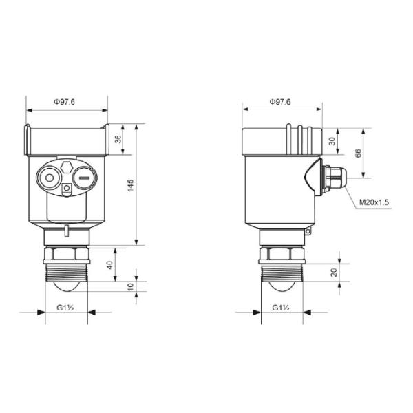 KLD800 Series 80G Radar Level Gauge PTFE Antenna Size Small Blind Spot