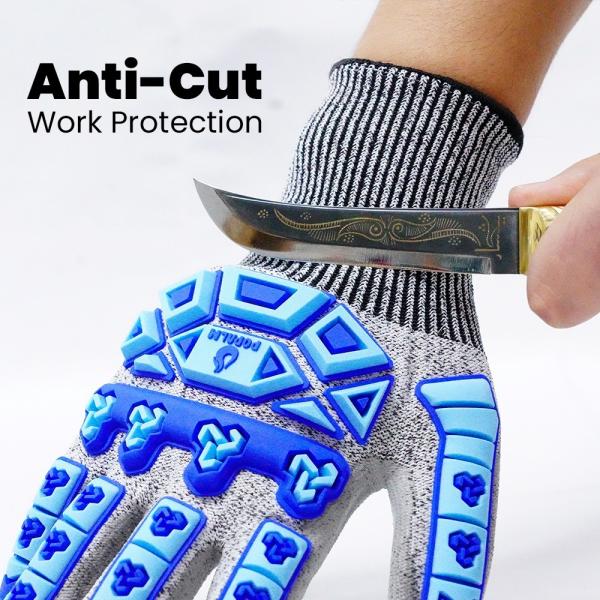 4X43CP PU Dipped Anti-Impact Work Gloves HPPE Liner Cut Resistant Safety Gloves