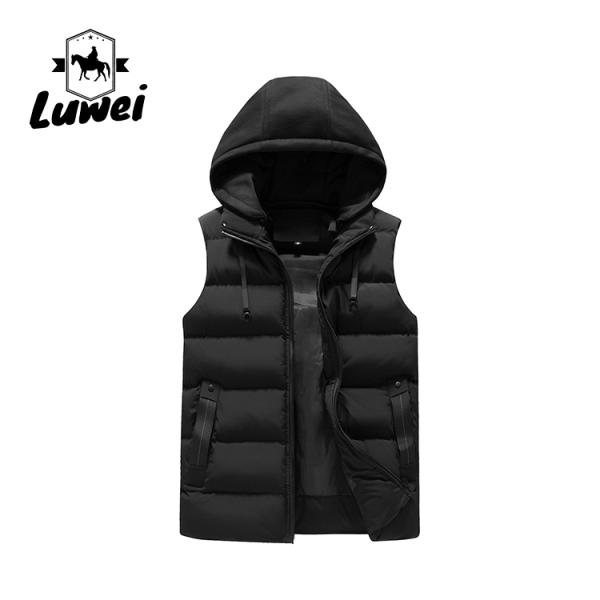 Men Sleeveless Bubble Hooded Padded Warm Utility Puffer Vest Men Hoodie Vest Waistcoat Mens Gilet