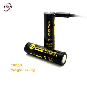 18650 3200 Mah Lithium Ion Battery 3.7 V Rechargeable Cell With USB Type C Port
