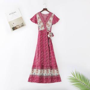 Customize RAYON COTTON LONG WRAP DRESS