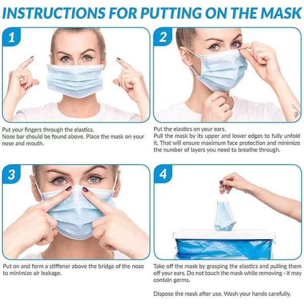 Ready To Ship Disposable Face Mask Elastic 3 Ply Breathable And Comfortable Blocking Virus Air Pollution Protection
