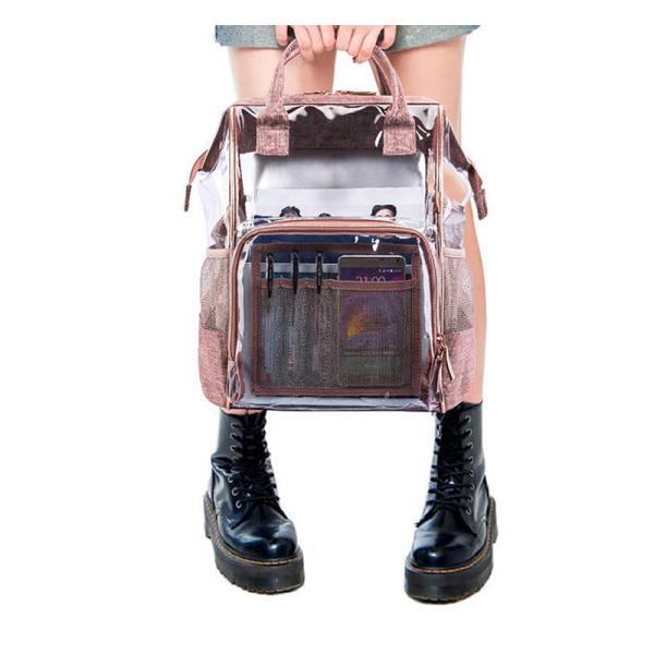 23L PTU Oxford Transparent Diaper Bag Backpack
