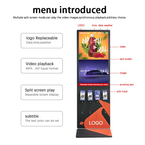 Retail Shop Smart Phone Accessories Hook 43 inch Wifi Digital Signage with Software and Cloud Server