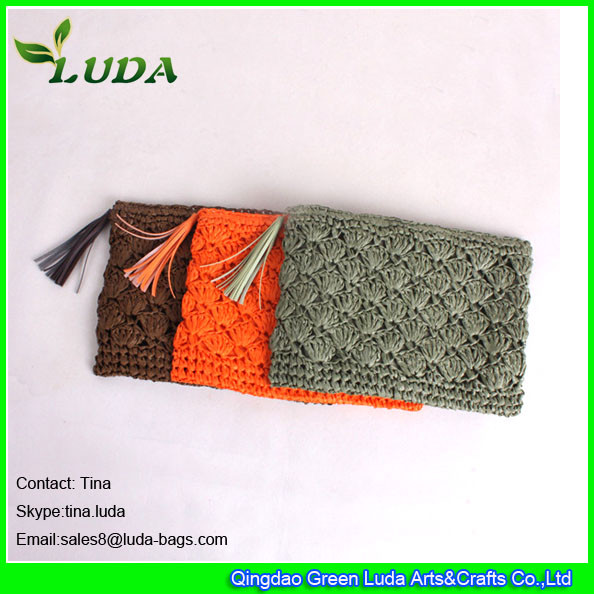 Buy LUDA discount purses for women paper straw crochet clutch bag at wholesale prices