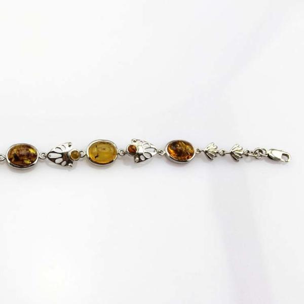 Gemstone Jewelry 925 Silver 8x10mm Oval Citrine Link Tennis Bracelet (SB7001)