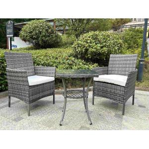 Grey 2 Seater Rattan Table And Chairs Bistro Patio Seating Chair Garden