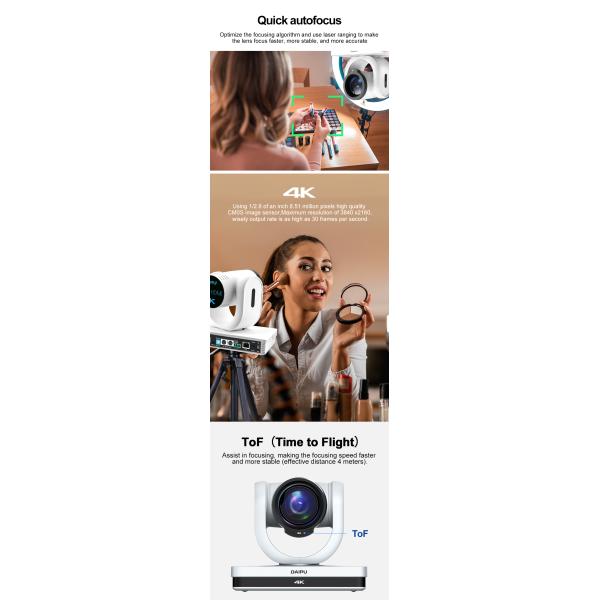 Live Streaming Camera 4K 12X Optical Zoom PTZ HD-MI ToF for TikTok Live Video Stream