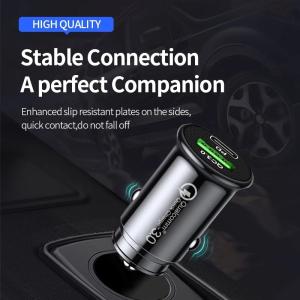 20W USB C Dual Port Car Charger QC3.0 Mini Lighter Slot PD