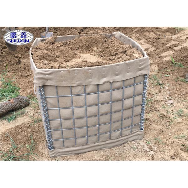 Buy Geotextile Lined Military HESCO Barrier , High Tensile Welded Gabion Barrier at wholesale prices