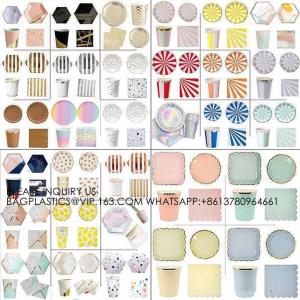 Stamping Edge Hexagon Disposable Tableware Set Wedding Disposable Tableware