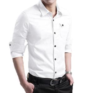 Slim Fit Men's Formal Shirts in Plain Dyed Cotton Materialization and Constructi