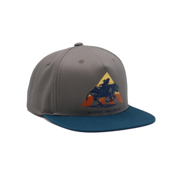 Sublimation Patch In Front Panel Flat Brim Snapback Hats 100% Cotton Twill Grey Caps