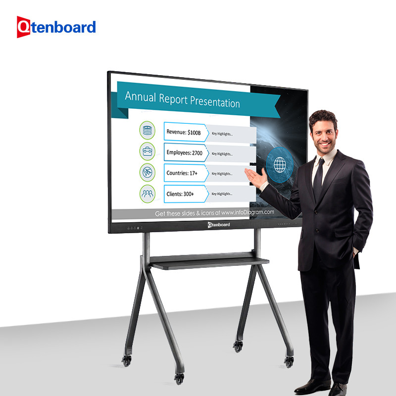 Quality Qtenboard Wall-Mount 4K Original A+ 40-Point Touch Smart Board Whiteboard for sale