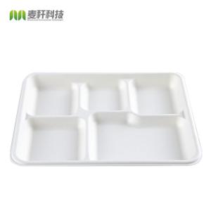Quality disposable lunch tray compostable sugarcane bassage serving trays for sale