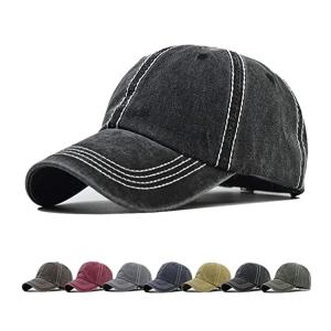 Plain Distressed Washed Black Dad Baseball Trucker Cap