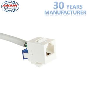 China Cat3 Keystone Jack Rj45 White RJ11 Modular Jack UTP Gold Plating With Dust Cap on sale