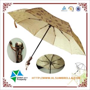 Shinny Skull Handle Foldable Windproof Umbrella For Men