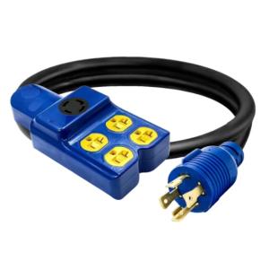 5 in 1 Generator Adapter Extension Cord NEMA L14-30P Four 5-20R/5-15R L14-30R