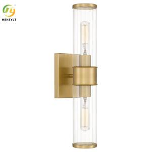 Striking Style Gold Metal Glass Modern Wall Light 2 Light
