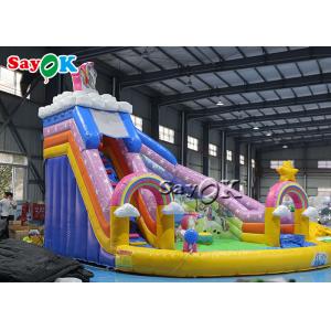 Unicorn Themed Inflatable Bounce House Slide With Ball Pit Pool