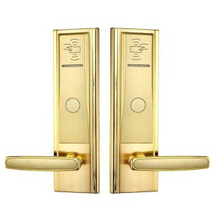 Gold 280mm Keyless Entry Door Lock 6V Guesthouse Rfid Card Door Lock