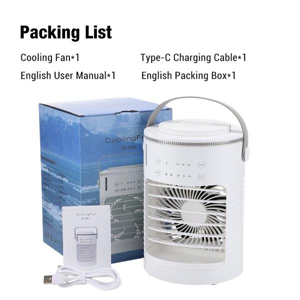 English Operating Language Table Fans Mini Air Conditioner for Water Cooling in Summer