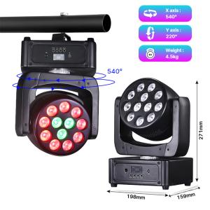12x8W LED Moving Head Light Stage Lights RGBW Spotlight with Sound Activated for