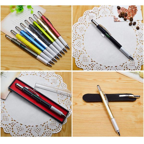 Personalized Custom Plastic 6 in 1 Tool Pen with Ruler Level and Two-Head Screwdriver